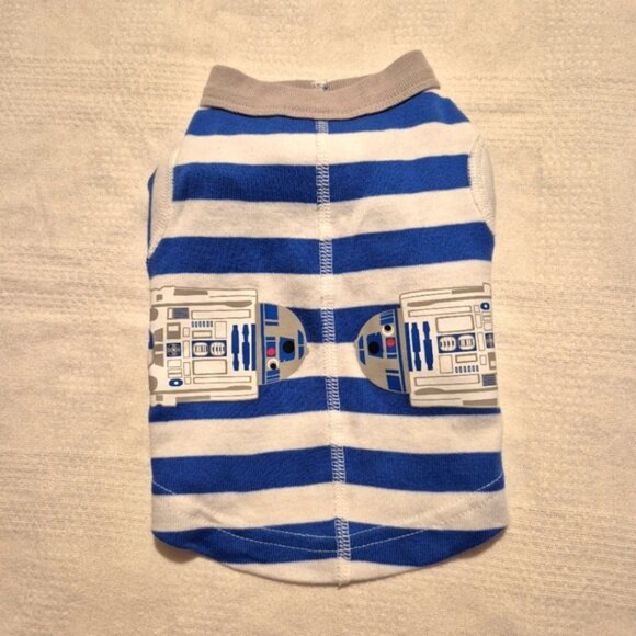 Hanna Andersson Star Wars size XS blue & white stripe R2D2 dog or cat Johns NWOT - Picture 1 of 6